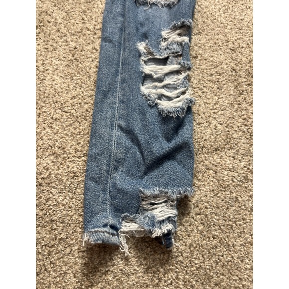 American Eagle Outfitters Womens Jeans Straight Leg Blue Distressed Denim Sz 0 - Picture 4 of 12